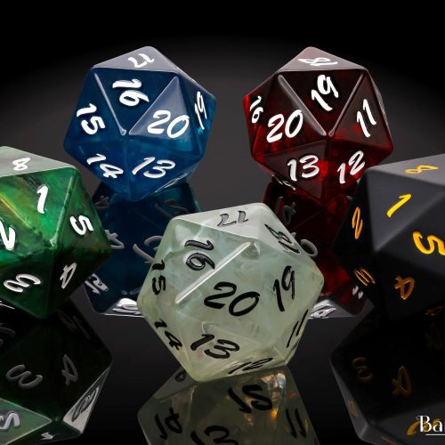 RPG LRG D20 VARIETY BlackBackground Closeup