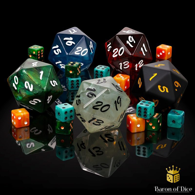 RPG LRG D20 VARIETY BlackBackgroundw Dice