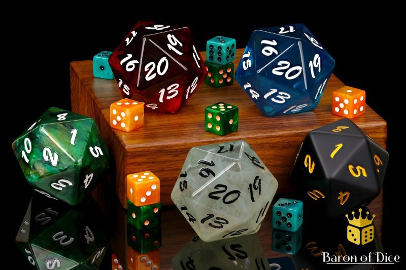 RPG LRG D20 VARIETY Wooden BlackBackground